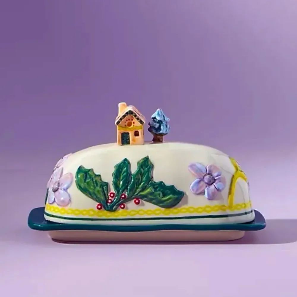 Nathalie Lete holiday butter dish NWOT
